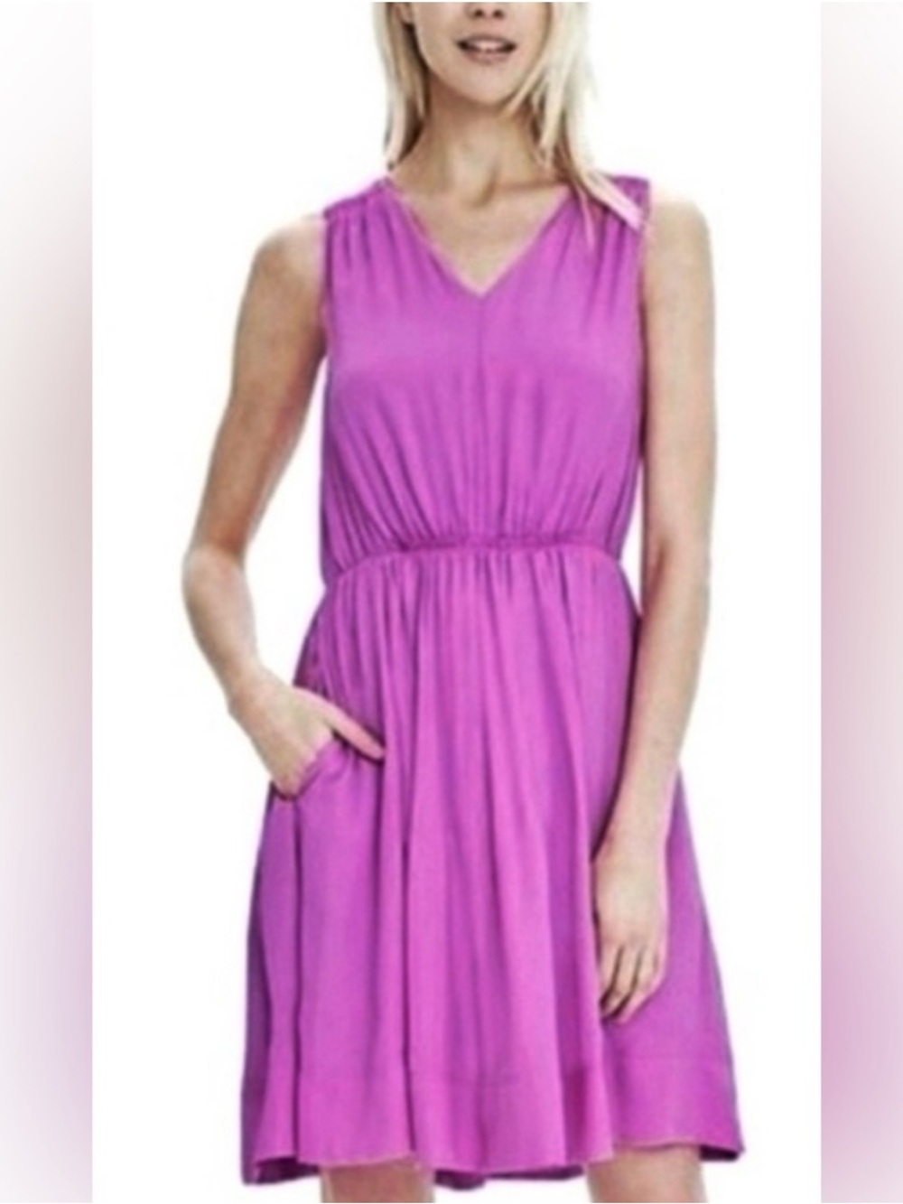 Banana Republic Goddess Shirred Dress Violet Purple Size 4
